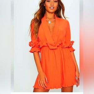 Pretty little thing bright orange skater dress